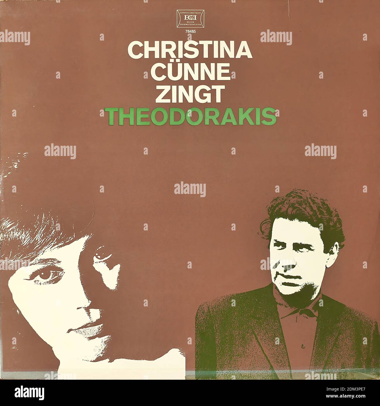 Theodorakis - Cristina Cunne zingt, ECI 78485 - Vintage Vinyl Album Cover Stockfoto