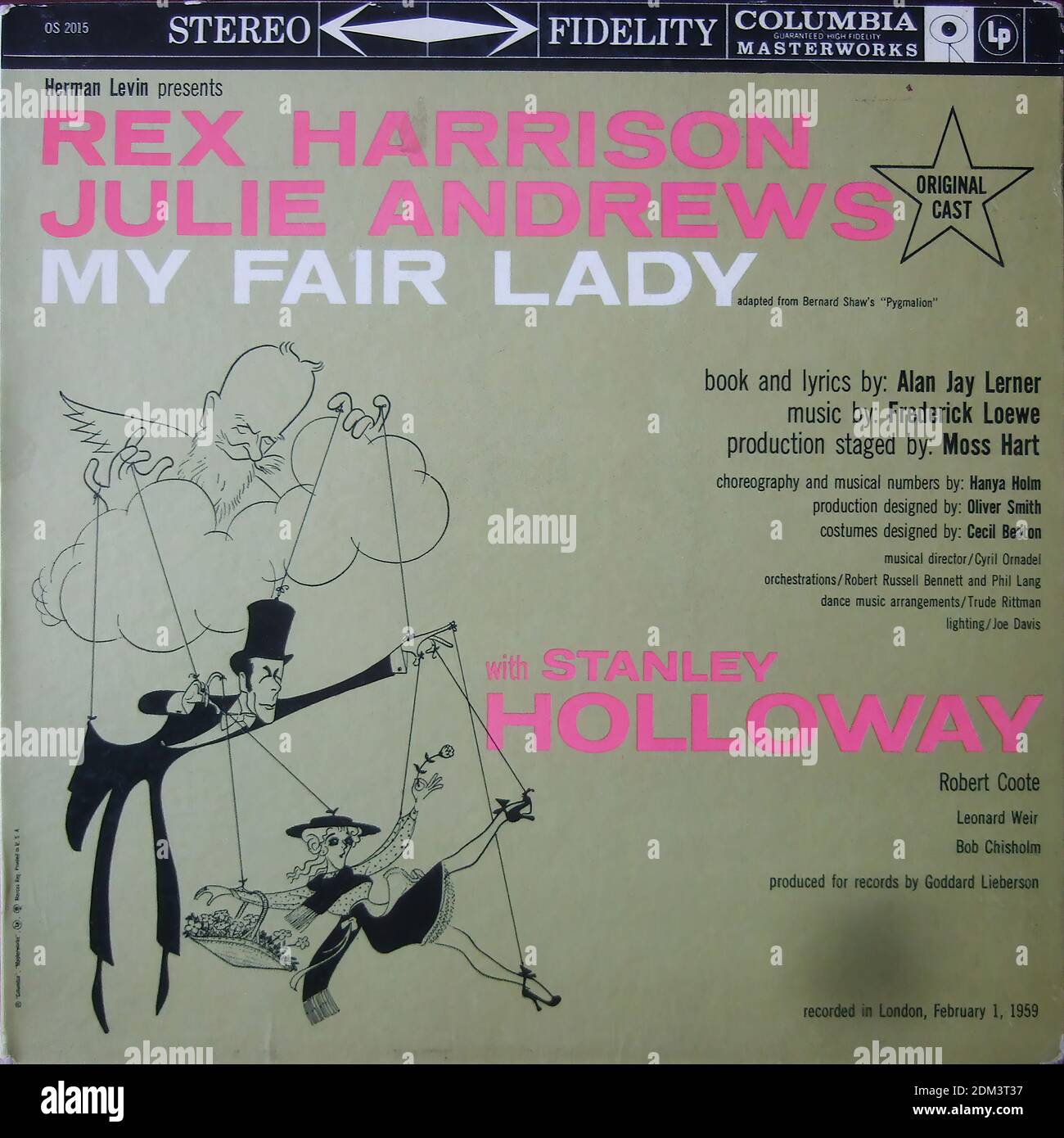 My Fair Lady - Rex Harrison, Julie Andrews, Stanley Holloway, in Stereo 1959 - Vintage Vinyl Album Cover Stockfoto