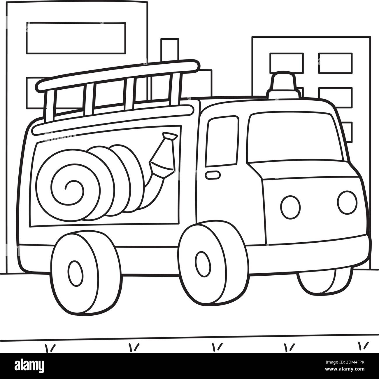 Fire Truck Coloring-Seite Stock Vektor