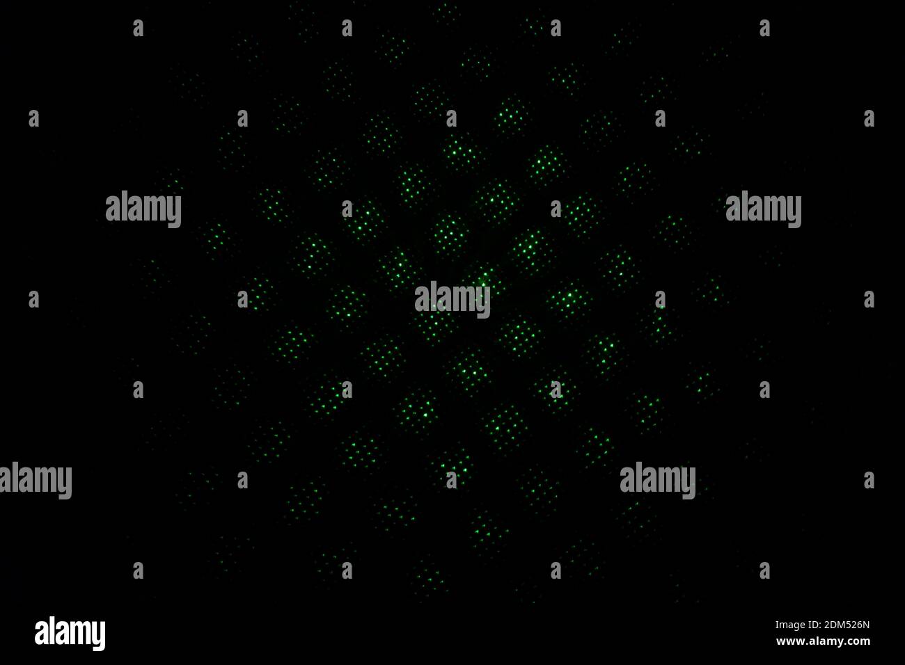 Abstrakte durchscheinende grüne Punkte in Quadraten angeordnet Stockfoto