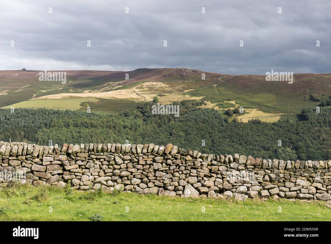 Blick in Richtung Derwent Edge, Peak District National Park, Derbyshire, Großbritannien. Blick vom Crook Hill. Stockfoto