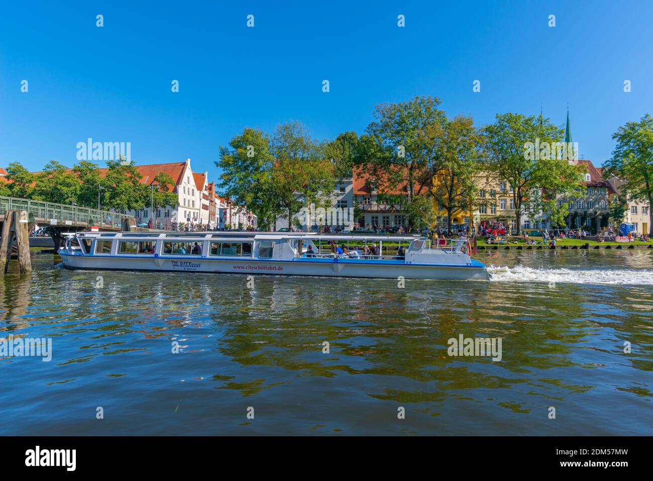 An der Obertrave, eine beliebte Travenstraße, Hansestadt Lübeck, UNESCO-Weltkulturerbe, Schleswig-Holstein, Norddeutschland, Europa Stockfoto