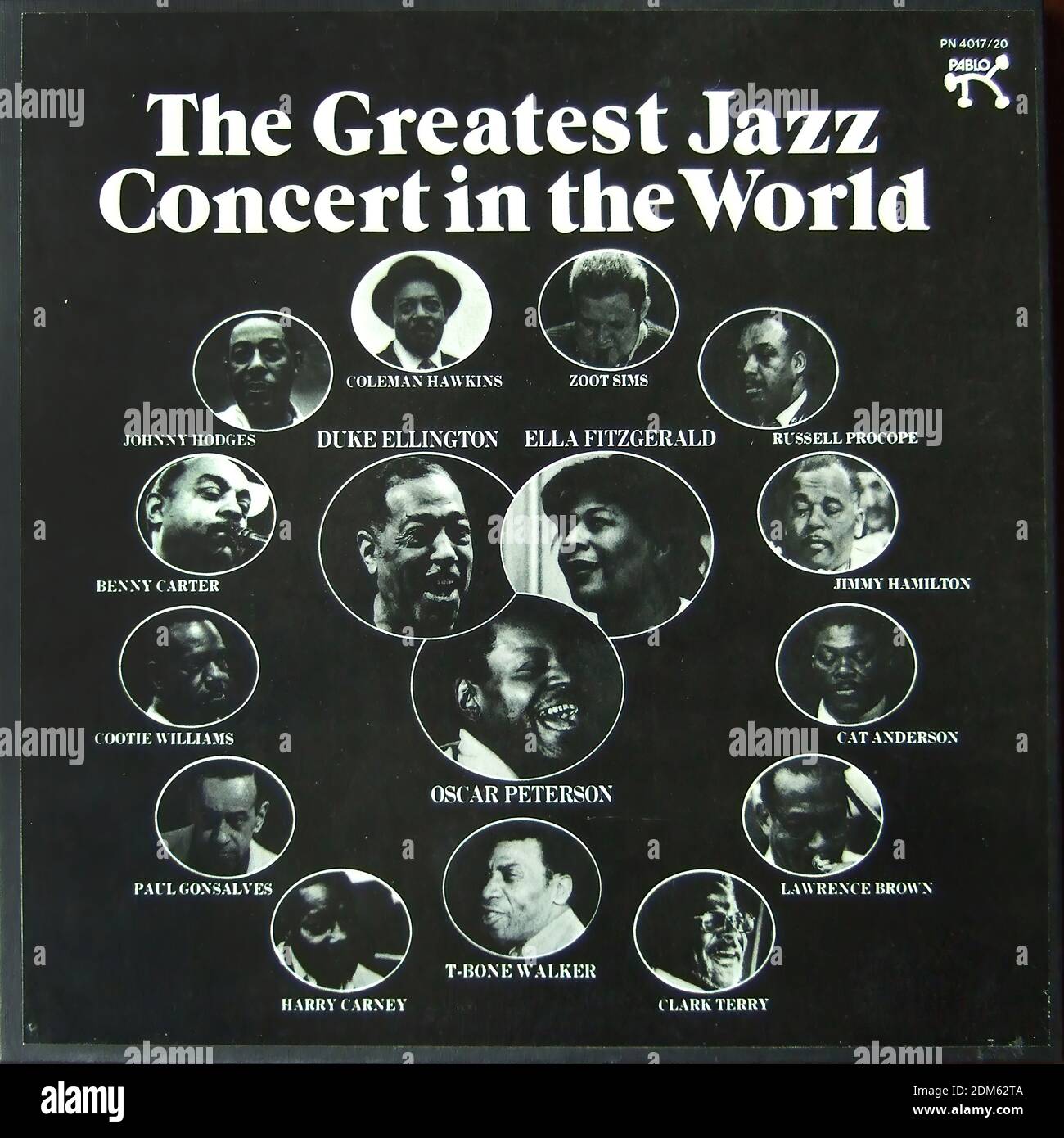 The Greatest Jazz Concert in the World - Duke Ellington, Ella Fitzgerald, Oscar Peterson - Pablo PN 4017 20 (Box 3LP) - Vintage Vinyl Album Cover Stockfoto