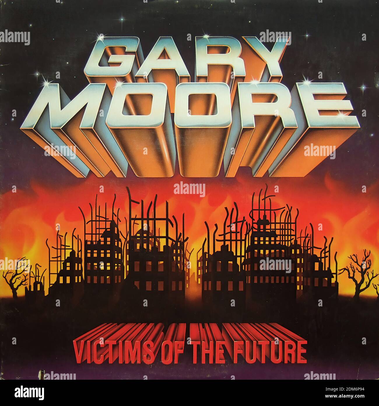Gary Moore - Victims of the Future, Mirage 90154-1, 1983 1984 - Vintage Vinyl Album Cover Stockfoto