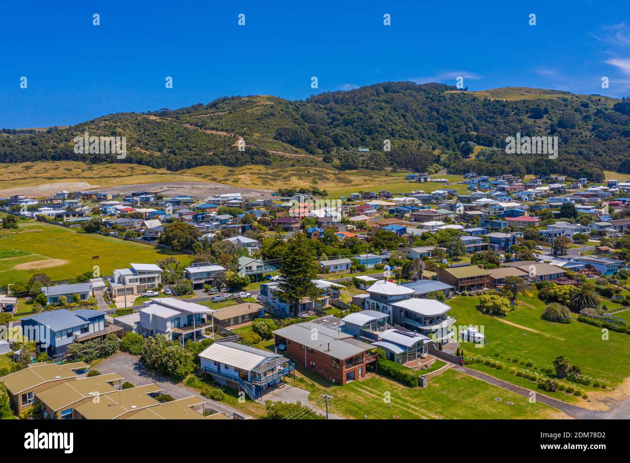 Panorama der Apollo Bay Stadt in Australien Stockfoto