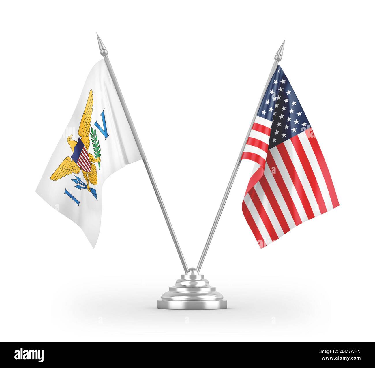 Vereinigte Staaten und Jungferninseln Vereinigte Staaten Tabelle Fahnen isoliert Auf Weiß Stockfoto