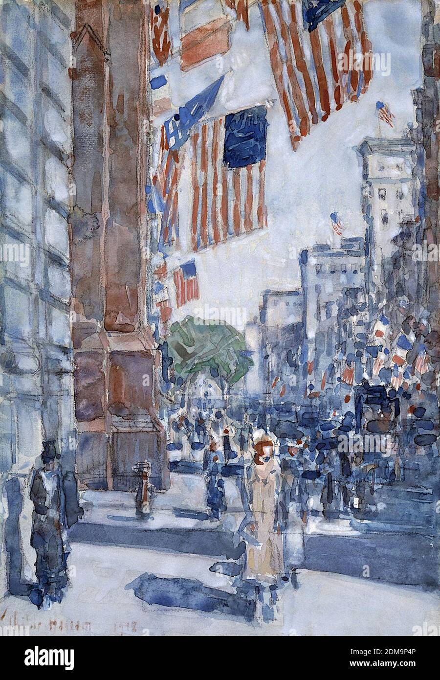 Flaggen, Fifth Avenue 1918 American Impressionist Painting von Childe Hassam - sehr hohe Auflösung und Bildqualität Stockfoto