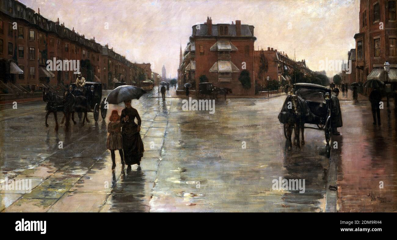 Rainy Day, Boston 1885 American Impressionist Painting von Childe Hassam - sehr hohe Auflösung und Bildqualität Stockfoto