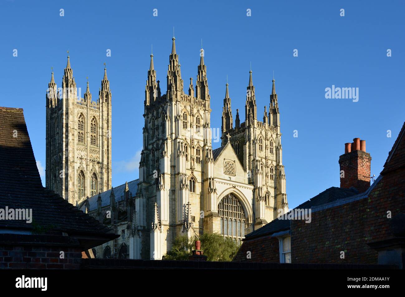 Fassade der Kathedrale von Canterbury, Kent, Großbritannien Stockfoto