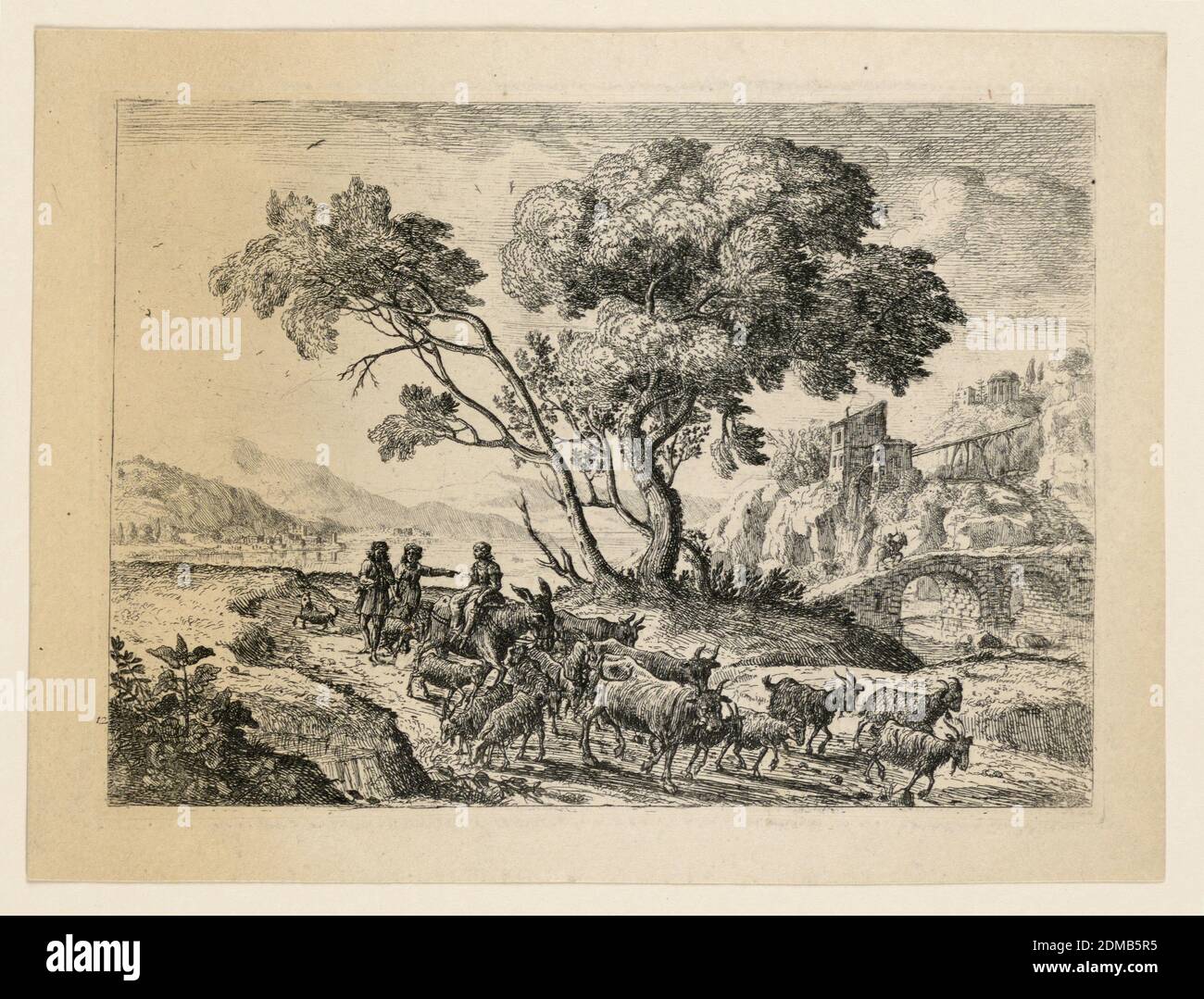 Abfahrt zu den Feldern, Claude Lorrain, französisch, 1604 - 1682, Radierung auf Papier, Frankreich, 1638–1641, Landschaften, Druck Stockfoto