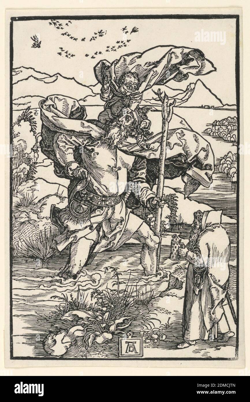 St. Christopher, Albrecht Dürer, deutsch, 1471–1528, Holzschnitt auf Papier, 1503–1504, Druck Stockfoto