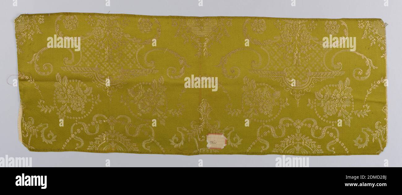 Probe, Orinoka Mills, (Philadelphia, Pennsylvania, USA), grüne Warp mit Goldfarbe Schuft, USA, ca. 1910, gewebte Textilien, Muster Stockfoto