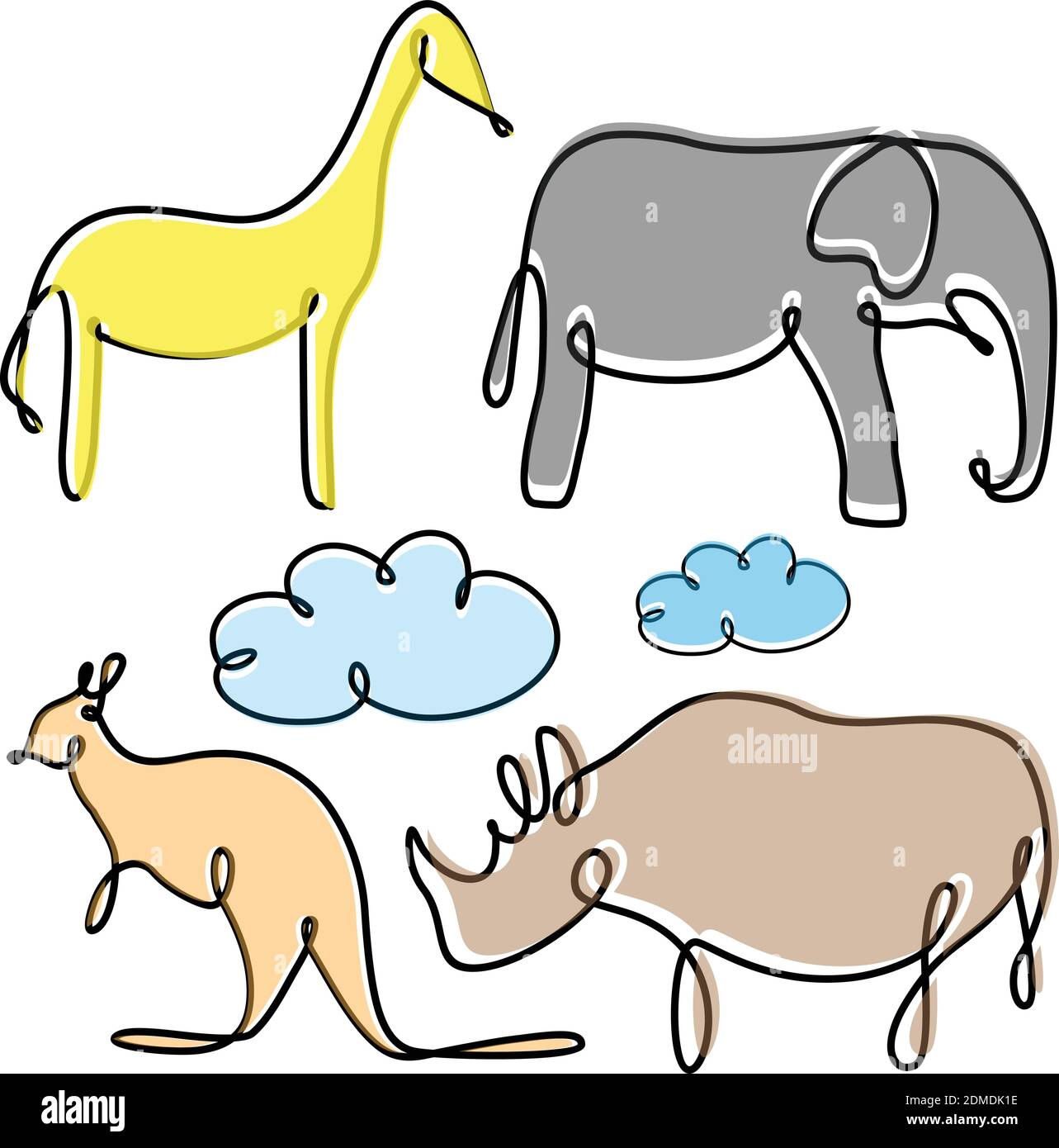 Beste kreative bunte Illustration Set Tier Konzept Design. Einfache Tierwelt. Vektorgrafik EPS.8 EPS.10 Stock Vektor