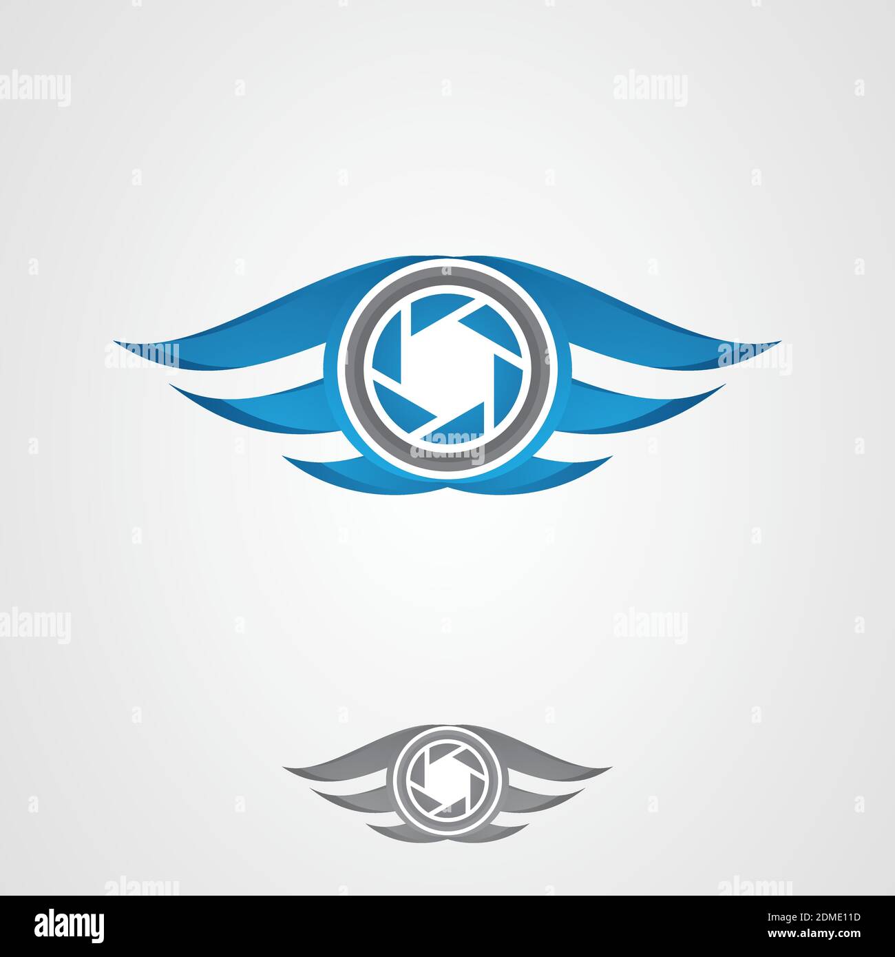Vector for photography icon with wing on the color blue. Fly photography icon vector. Vector illustration EPS.8 EPS.10 Stock Vektor