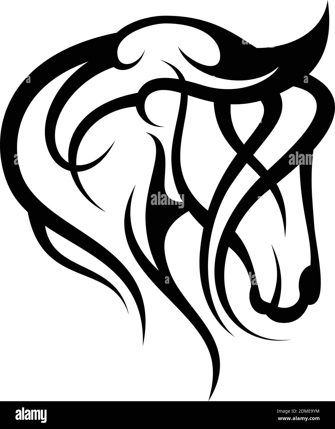 Kreative Silhouette Illustration Tribal Vektor Kopf von Pferd Design-Konzept. Einfache Tierwelt. Vektorgrafik EPS.8 EPS.10 Stock Vektor
