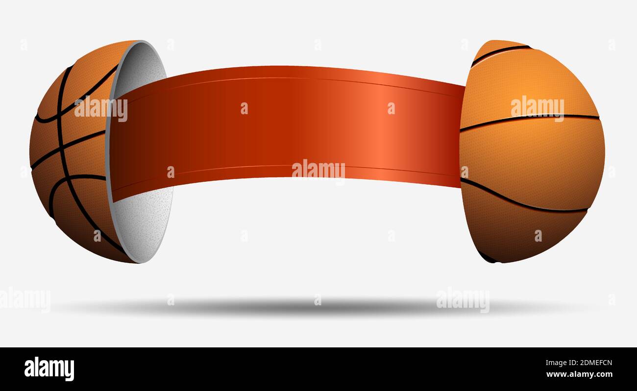 Basketball Hälften mit rotem Band innen. Ball für die Wahl eines Gegners. Sport viel, Glück. Vektor Stock Vektor