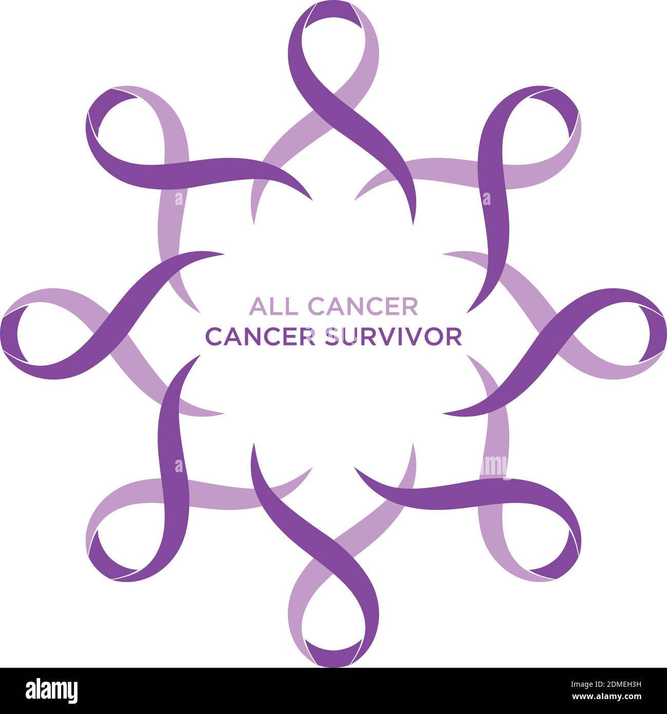 Krebsband Lavendel oder lila Farbe, die die Unterstützung der Bekämpfung von Krebs. Die Bänder kreisförmig als Symbol des Krebses. Vektorgrafik E Stock Vektor