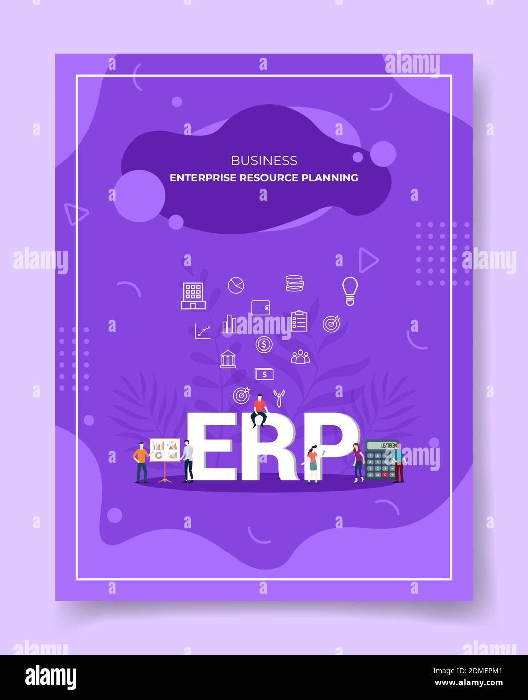 business enterprise resource planning people standing around ERP word