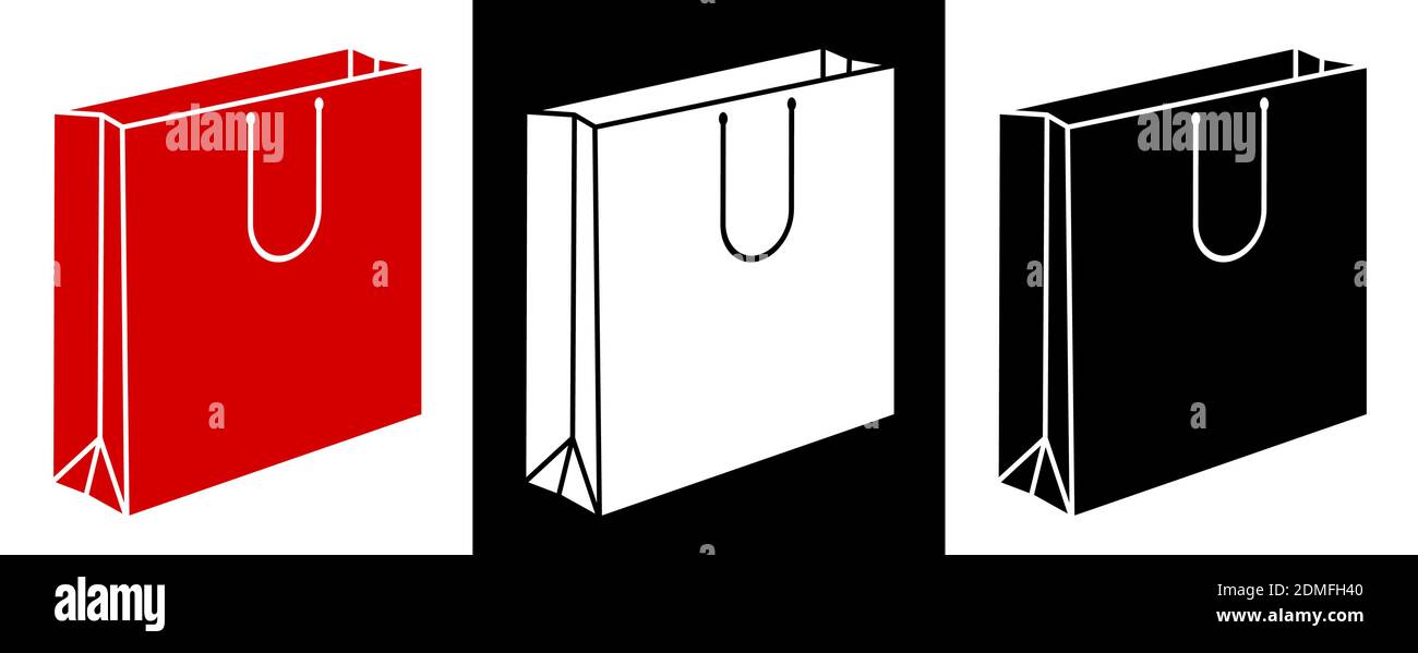 Symbolsatz. Geschenktasche aus Pappe. Weihnachtsgeschenke. Symbol. Minimalistischer Vektor Stock Vektor