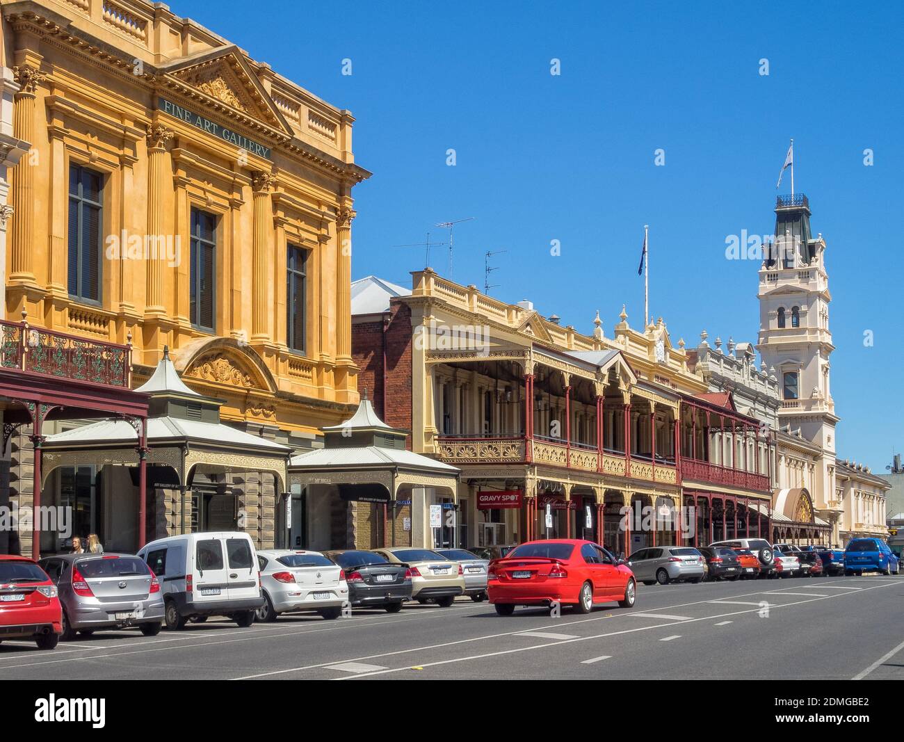 Große alte Gebäude in Lydiard Street - Ballarat, Victoria, Australien Stockfoto