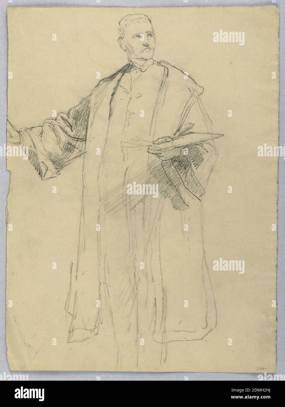 Studie für 'Titian Showing, Daniel Huntington, Amerikaner, 1816–1906, Graphit Support: Grey Wove Paper, USA, 1872, Figures, Drawing Stockfoto