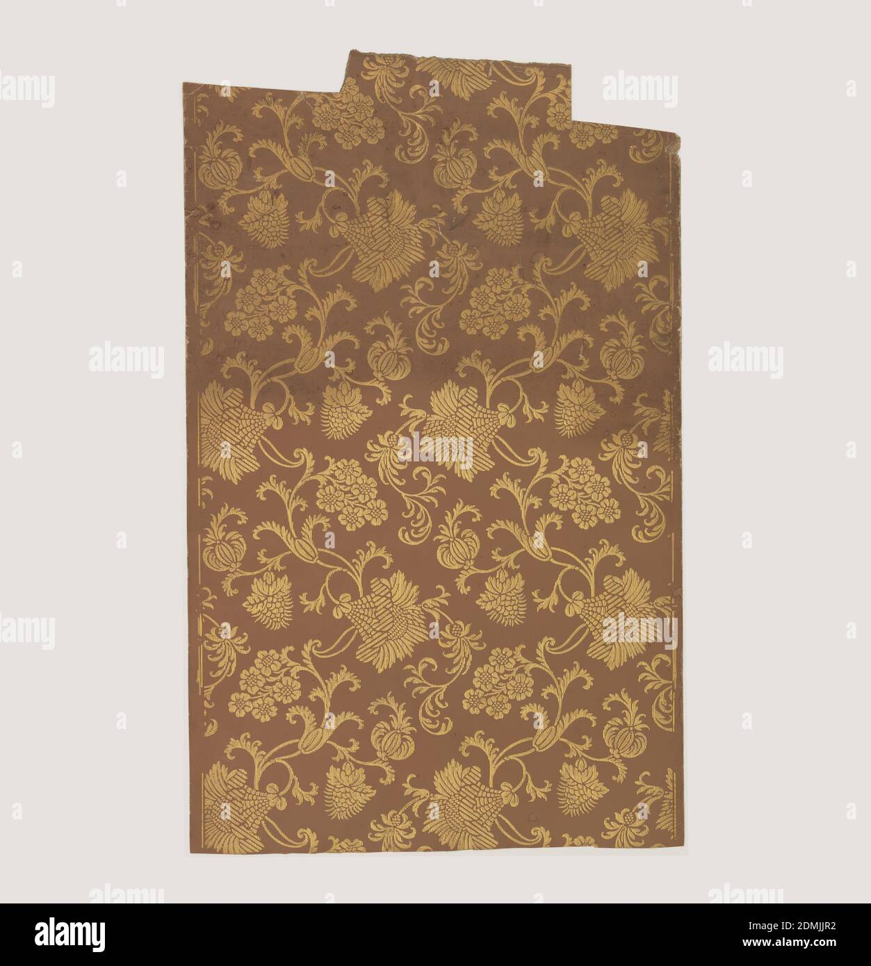 Seitenwand, Block auf Endlospapier gedruckt, geprägt, stilisiertes florales Design, geprägt und in Gold auf braunem Boden gedruckt., England, 1870–1900, Wandbeläge, Sidewall Stockfoto