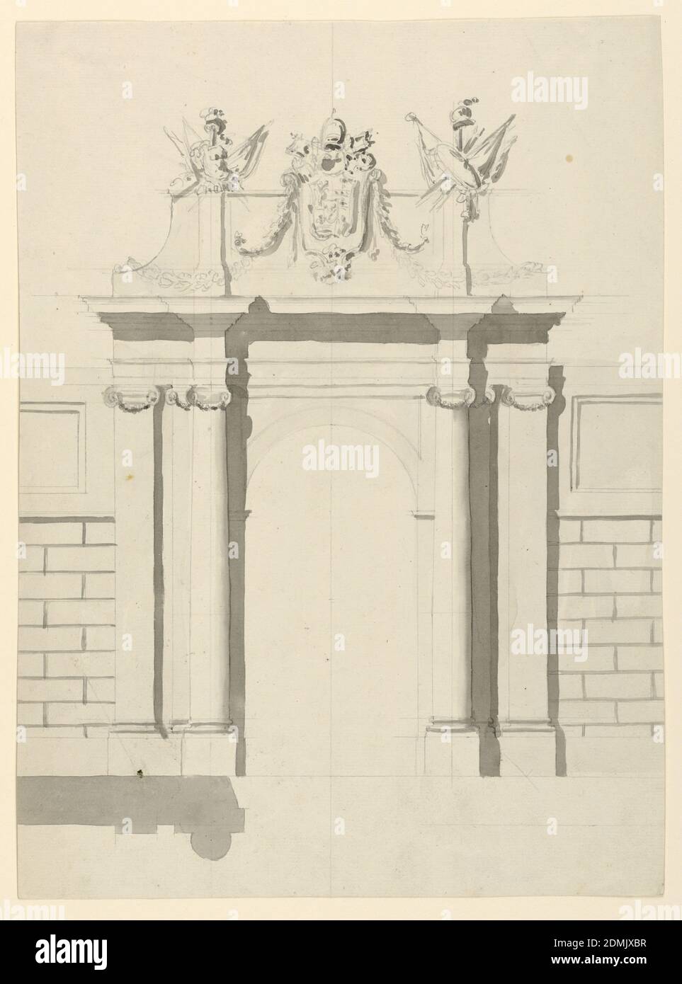 Stadttor, Graphit, grau wash Unterstützung: Papier gelegt, Rom, Italien, Italien, 1775, Architektur, Zeichnung Stockfoto