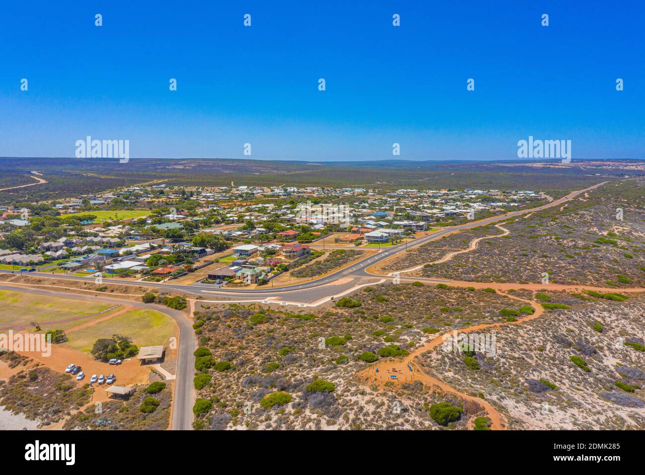 Luftaufnahme der Stadt Kalbarri in Australien Stockfoto