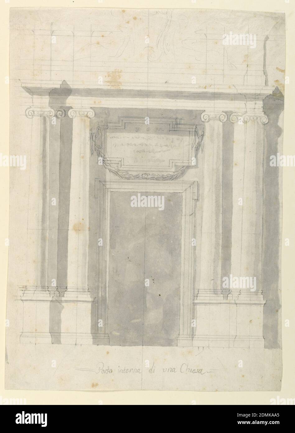 Die Erhebung einer Kirche, Graphit, grau wash Unterstützung: Papier gelegt, Rom, Italien, Italien, 1775, Architektur, Zeichnung Stockfoto