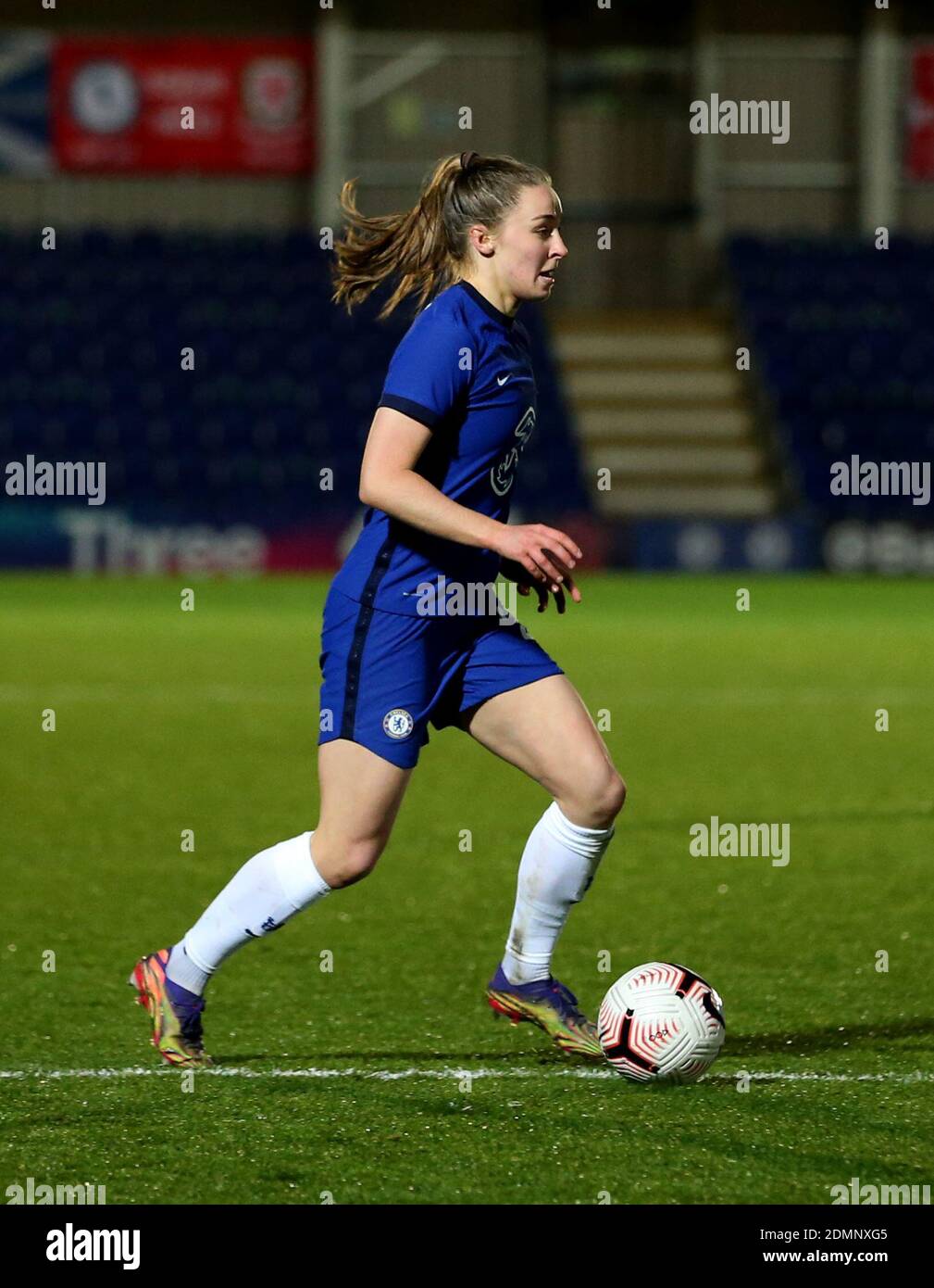 Chelsea Womens Niamh Charles in Aktion während des UEFA Champions League-Spiels der Frauen in Kingsmeadow, London. Stockfoto Chelsea Womens Niamh Charles in Aktion während des UEFA Champions League-Spiels der Frauen in Kingsmeadow, London. Stockfoto