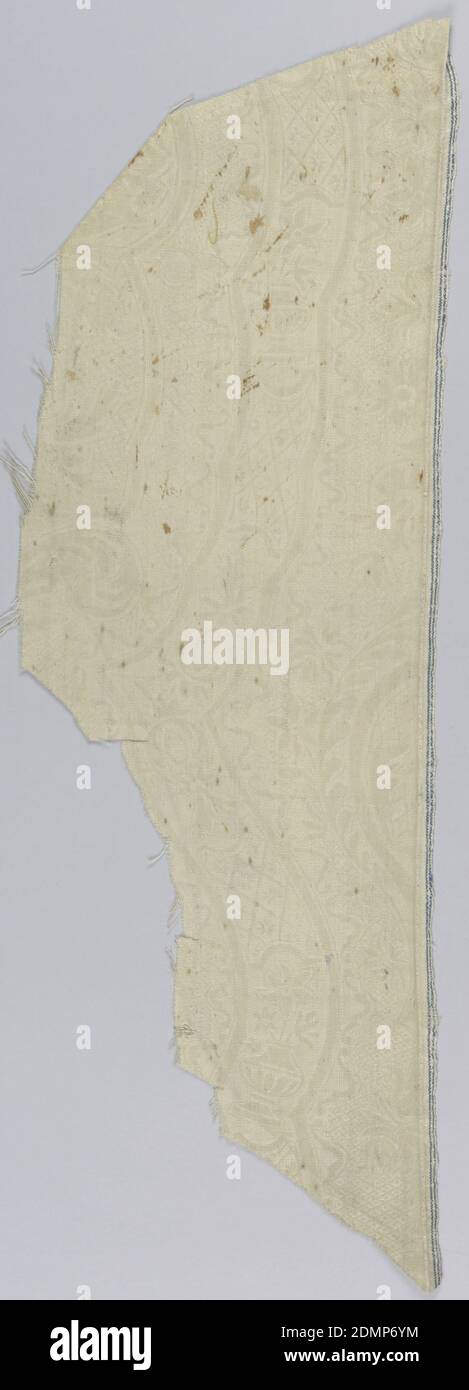 Geprägte Wolle, Medium: Wolle Technik: Gestempeltes (sog. moreen) einfarbiges Tuch., Louis XIV. Symmetrisches Design von großen Blumensträußen in Lobed Rahmung Band mit verschiedenen Blumen und diapered Bereichen dekoriert. Verschiedene Bodenwindeln suggerieren Spitzenmuster. Gestempelt und glasiert auf feinem weißen Wollgrund., Anfang 18. Jahrhundert, geprägte Wolle Stockfoto