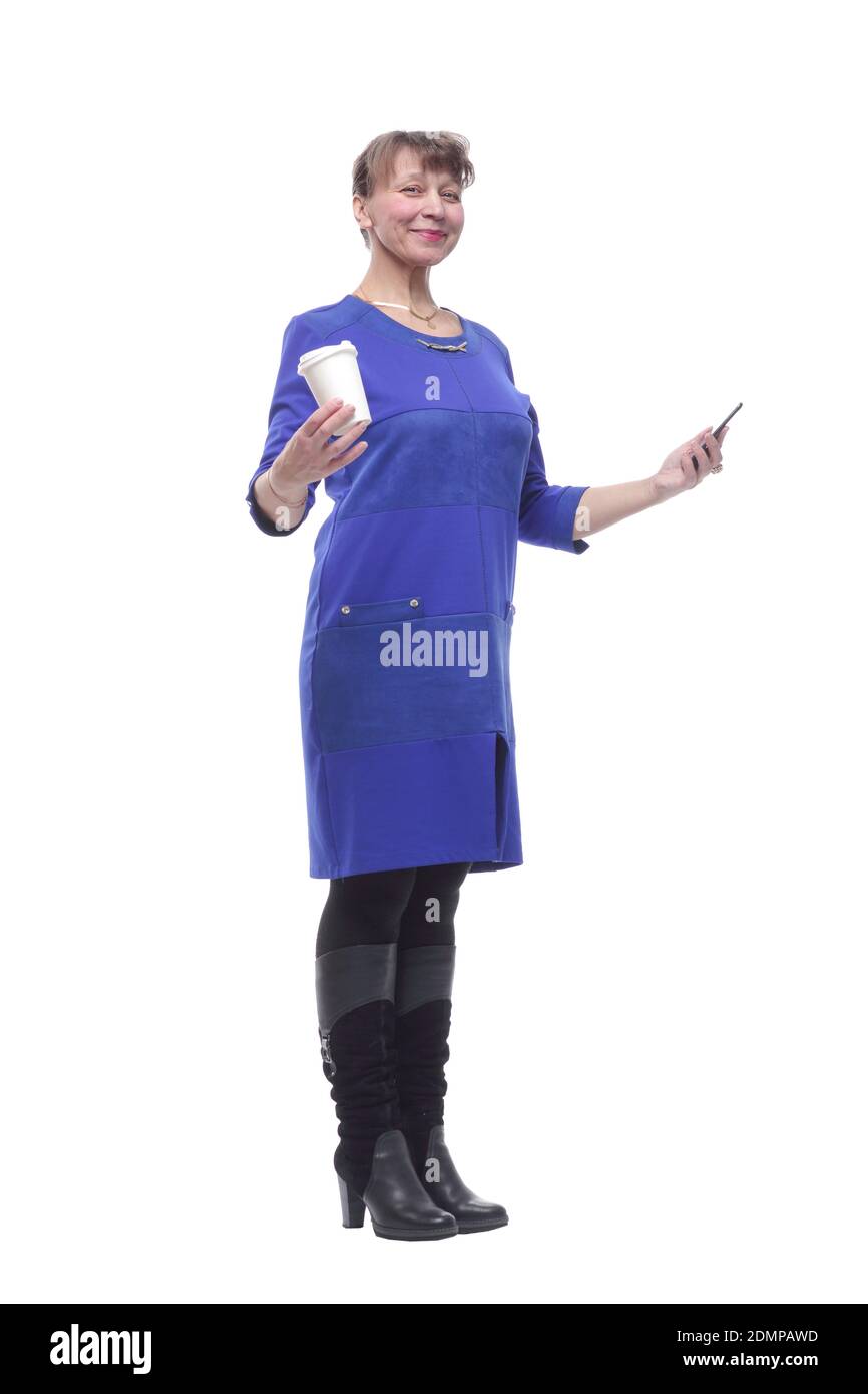 Business Frau Anwalt professionell mit Smartphone trinken Kaffee Stockfoto