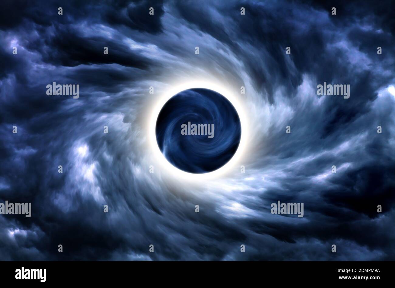 Abstrakter Kreis mit einem Licht im verschwommenen Swirl von Eine dunkle Wolke Stockfoto