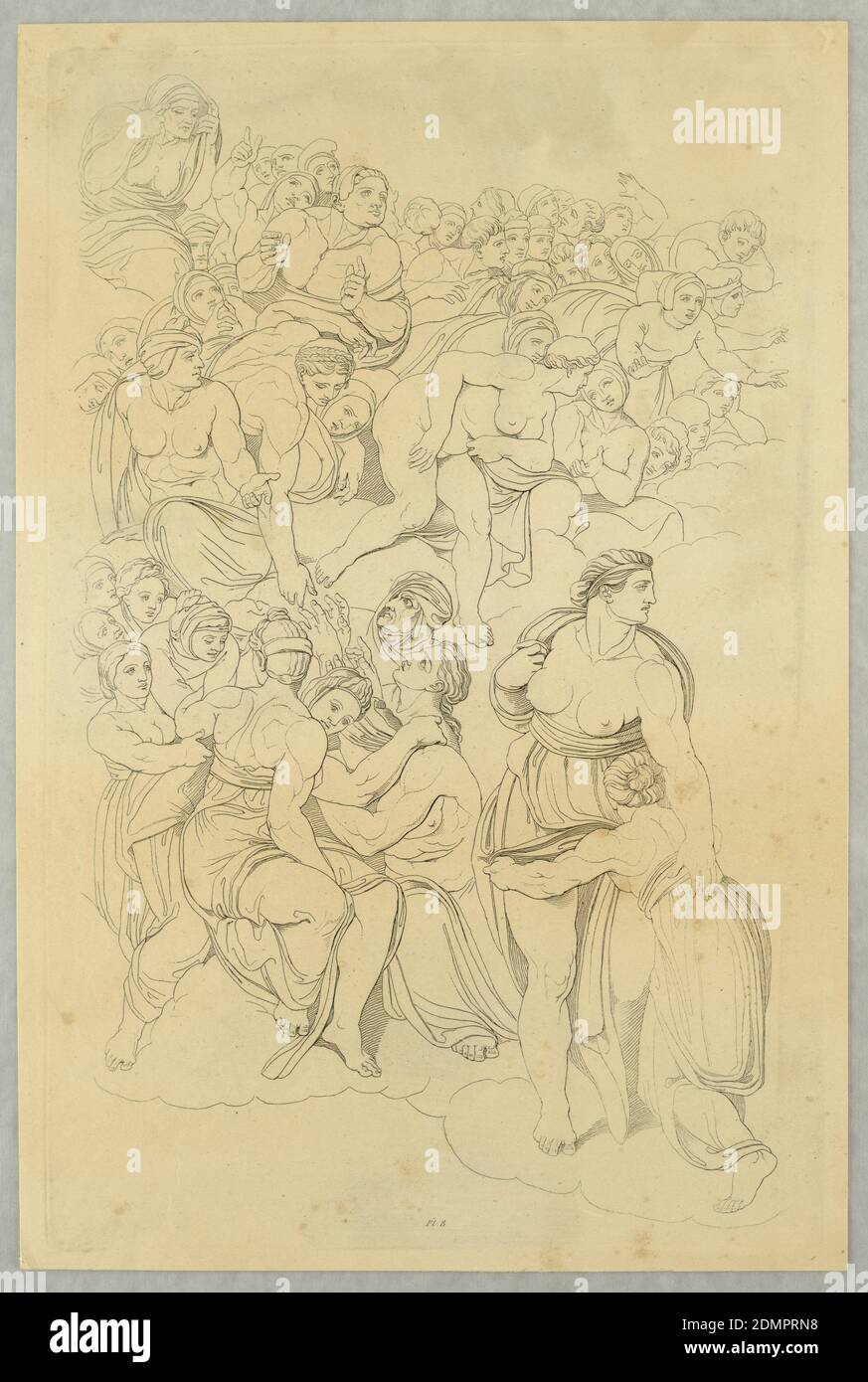 Teller, aus Le Jugement Universal, Tommaso Piroli, italienisch, 1752 - 1824, Michelangelo Buonarroti, italienisch, 1475–1564, Radierung auf Papier, Teller 8, Europa, 1808, Druck Stockfoto