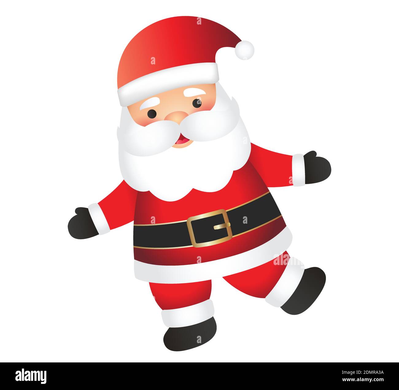 Santa Claus Cartoon Illustration isoliert auf weißem Hintergrund.  Weihnachtsmann Charakter winkt und Gruß auf einem Bein Stock-Vektorgrafik -  Alamy