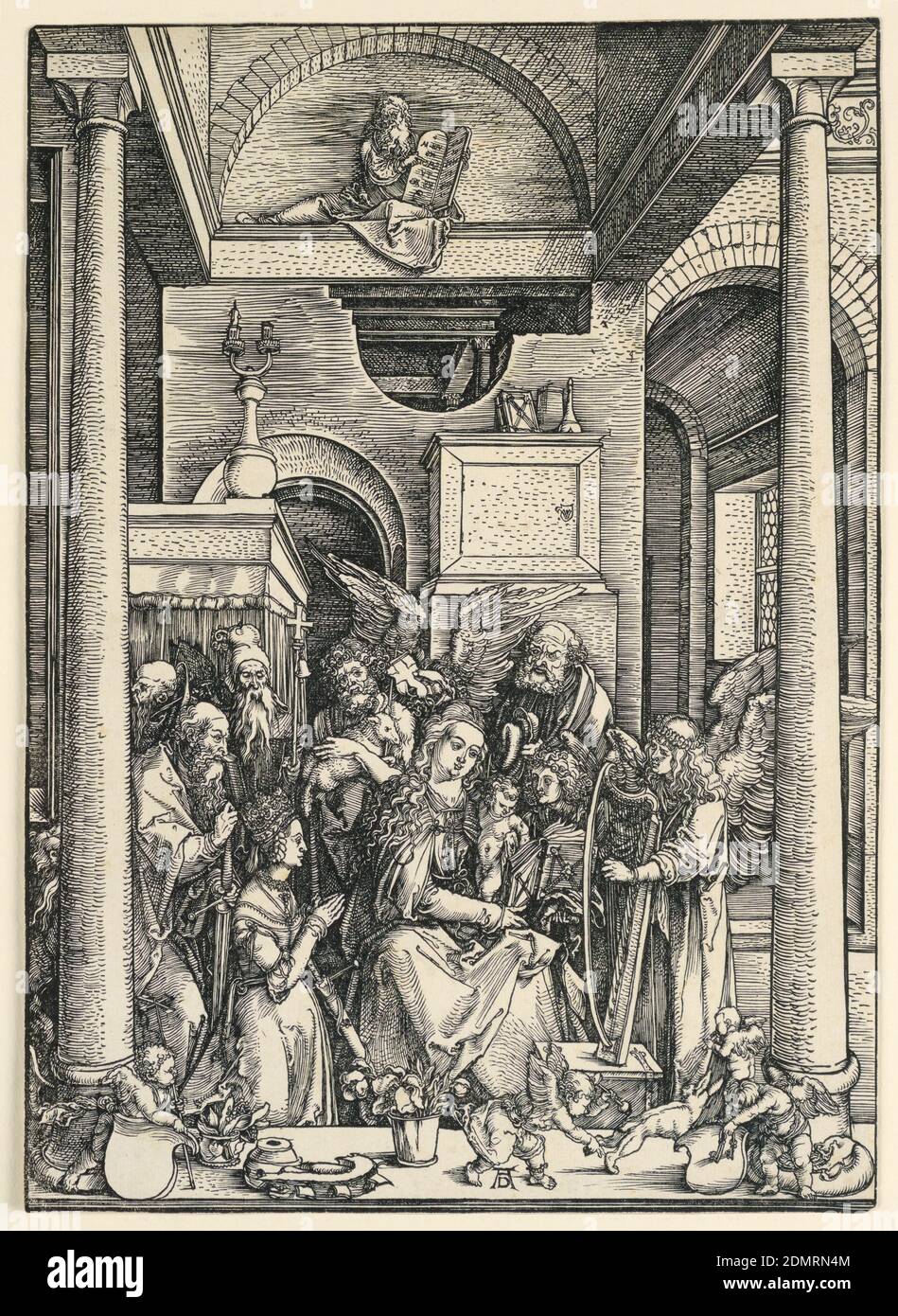 Verherrlichung der Jungfrau, Albrecht Dürer, deutsch, 1471–1528, Holzschnitt auf gedeckten Papier, Deutschland, um 1506, Druck Stockfoto