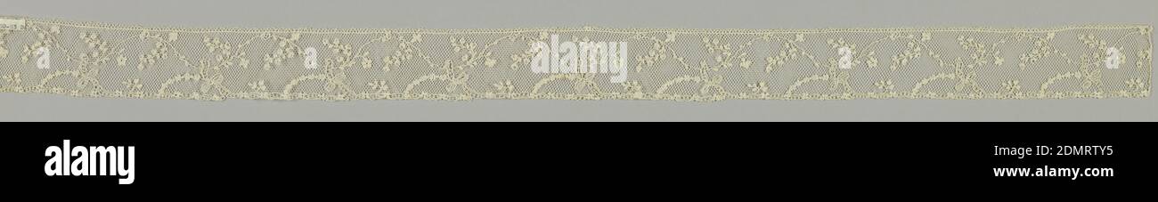Band, Medium: Leinen Technik: Nadelspitze, Band in einem offenen Design von Blumensprays., Frankreich, Mitte des 18. Jahrhunderts, Spitze, Band Stockfoto