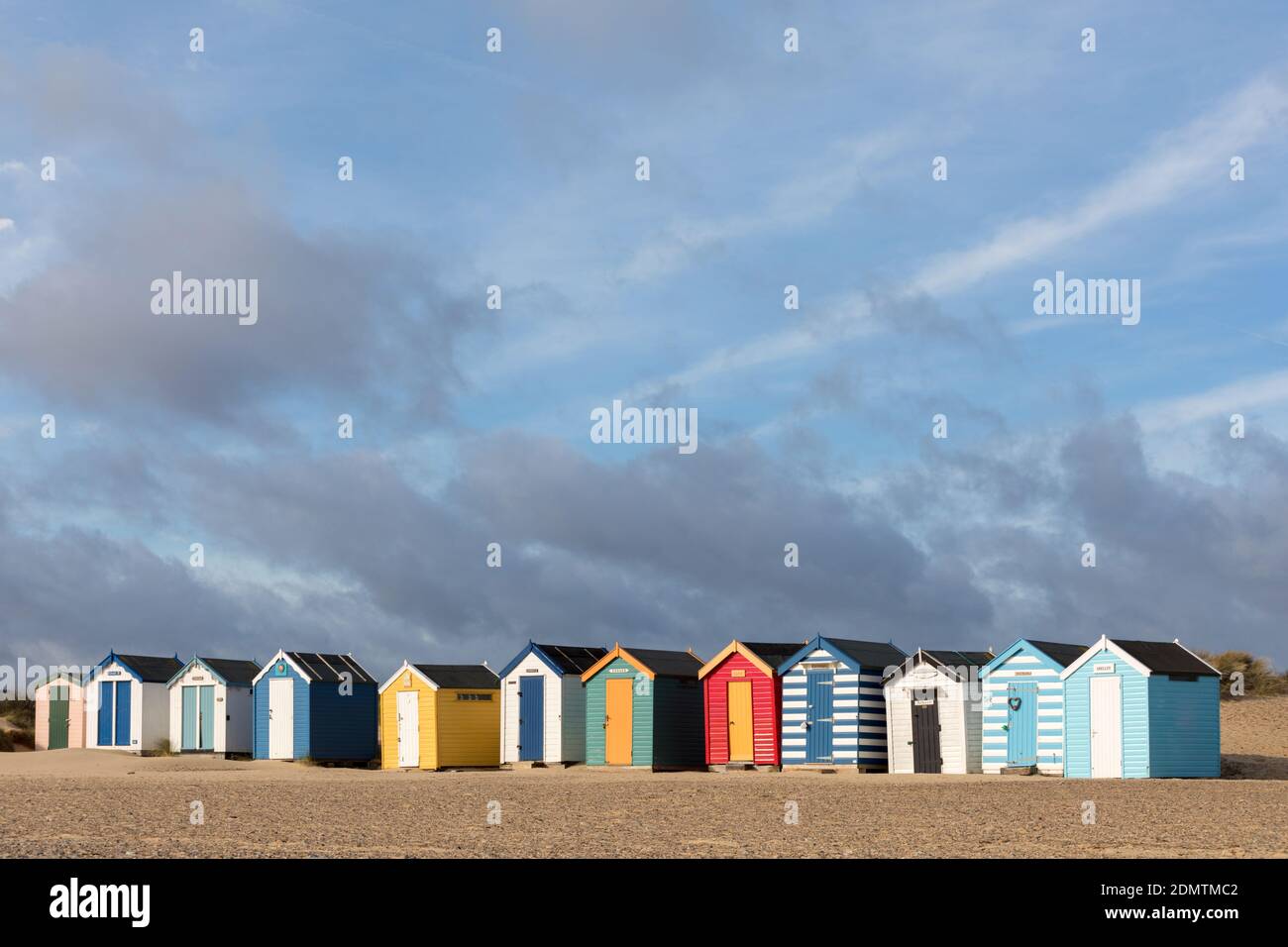Southwold Beach Hütten, Suffolk Küste, Großbritannien Stockfoto