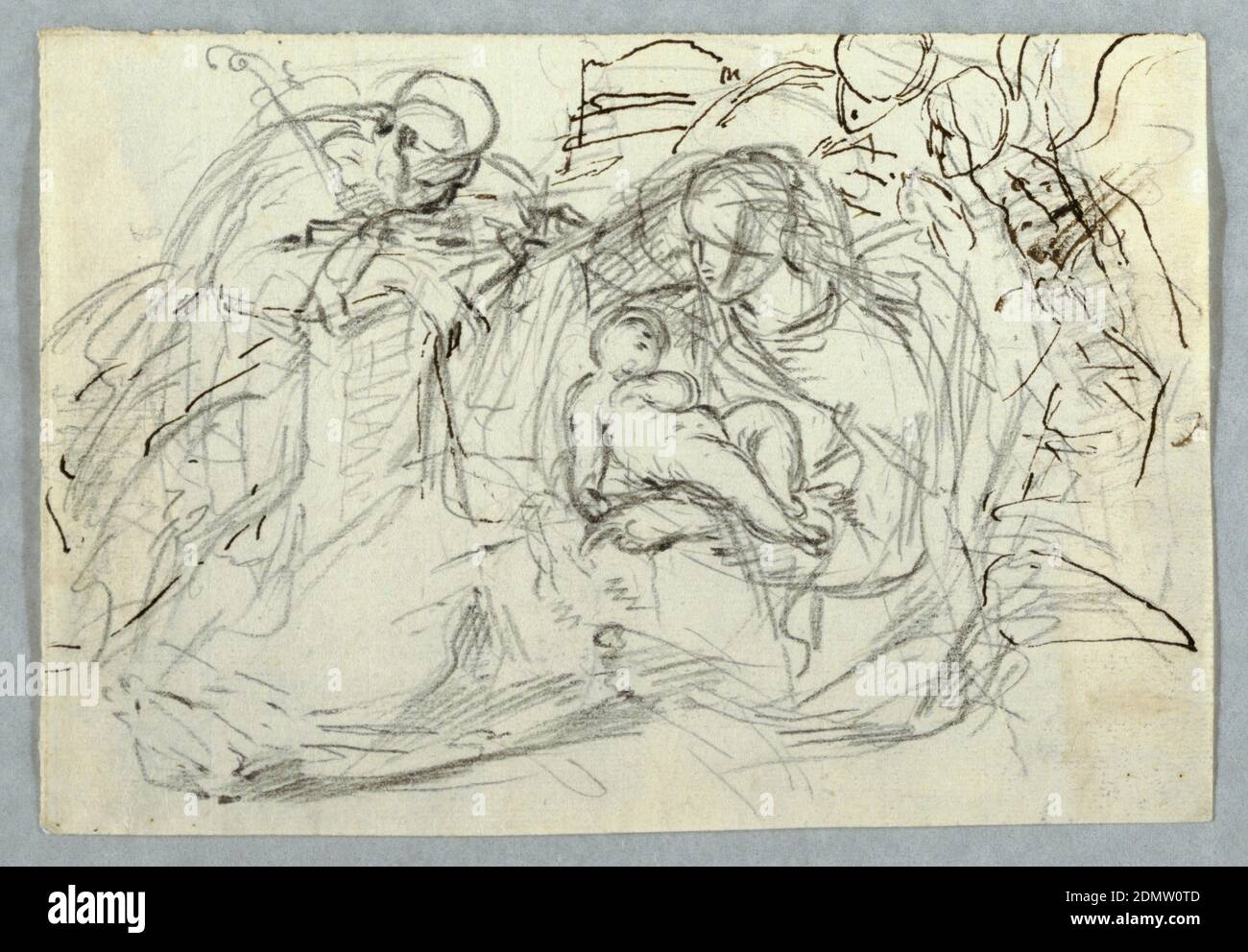 Heilige Familie, Felice Giani, italienisch, 1758–1823, Feder und hellbraune Tinte, schwarze Kreide Stützelement: Weißes Papier, Italien, Italien, 1800–1825, Zeichnung Stockfoto