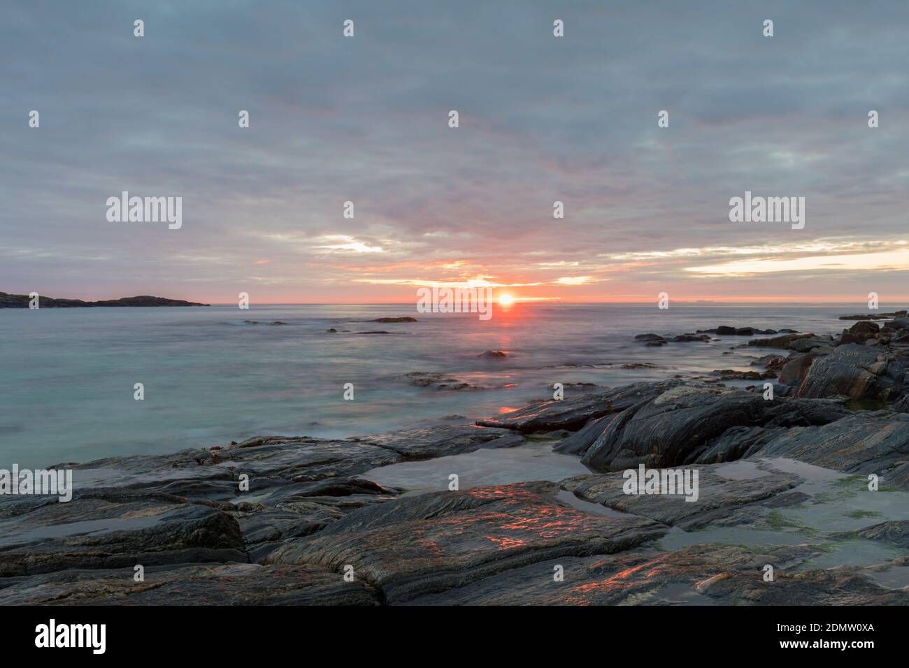 Sonnenuntergang, Hosta Beach, North Uist, Schottland Stockfoto