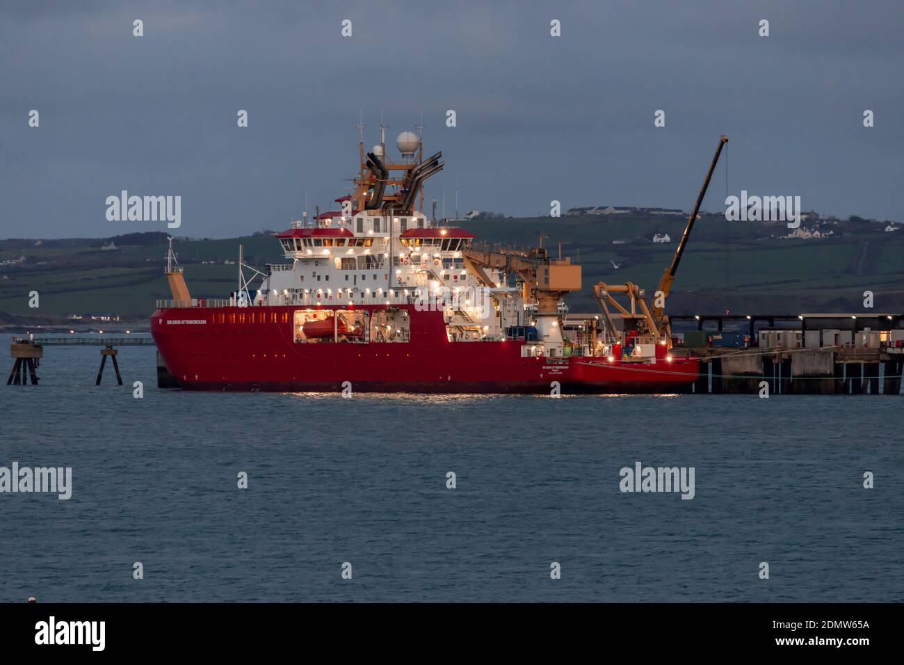 Sir David Attenborough Artic Exploration Schiff in Holyhead, North Wales Stockfoto