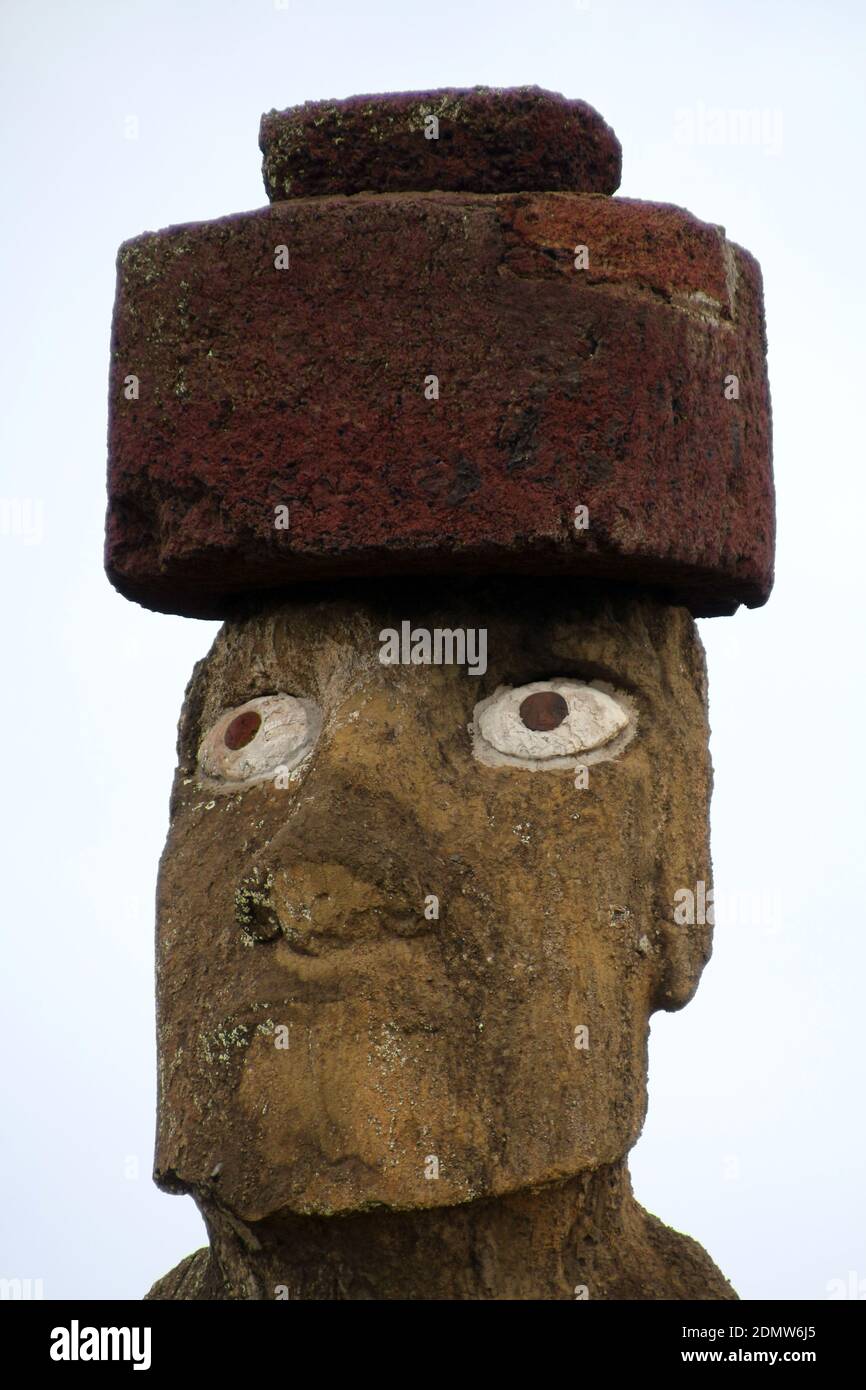 Moai Ahu Ko Te Riku auf Osterinsel, Rapa Nui, Polynesien, Chile, Südamerika Stockfoto