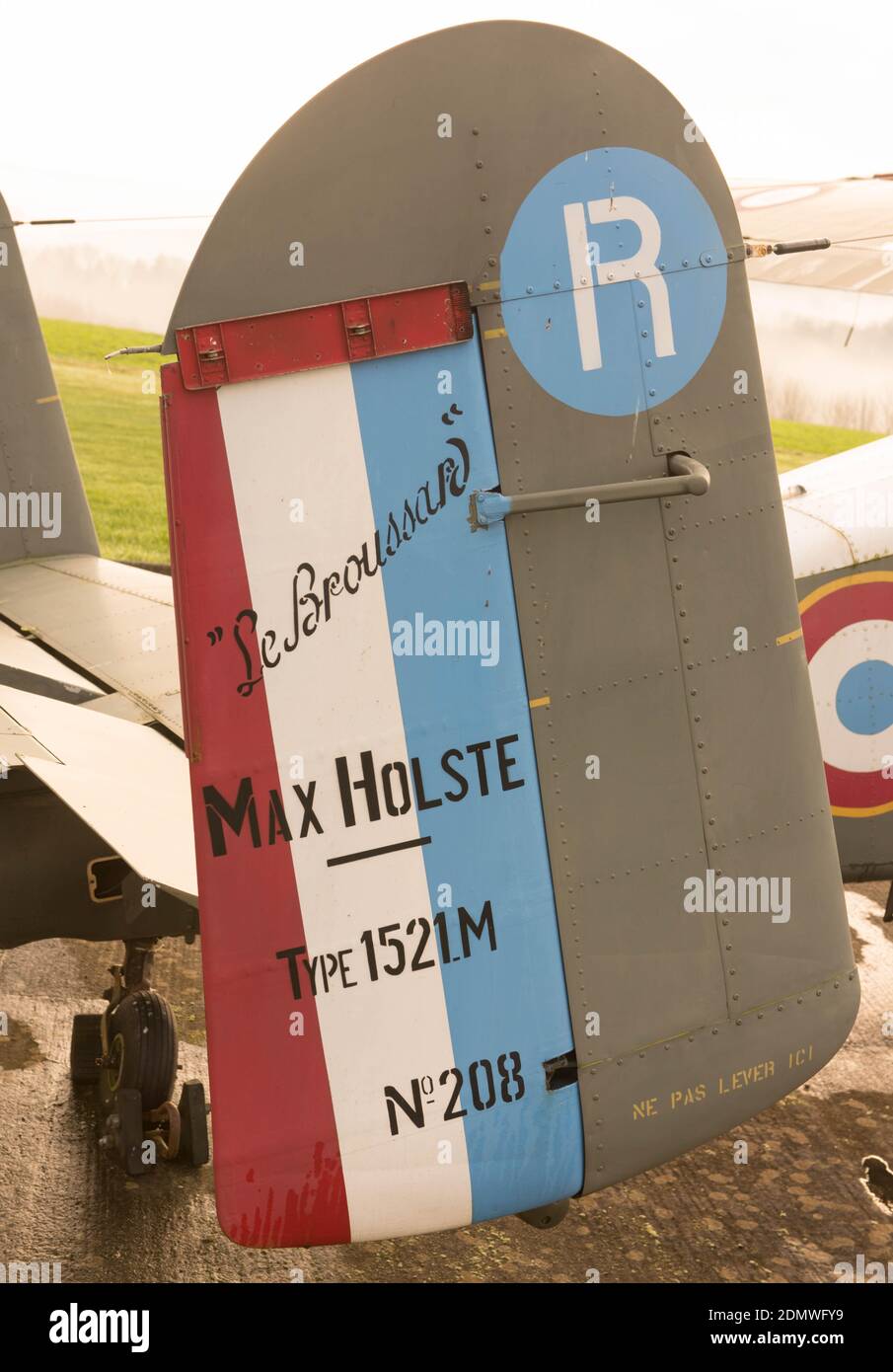 Max. Holste MH. 1521 Broussard französisches 6-Sitz-Utility-Flugzeug auf dem Eggesford Airfield in Rural Devon, England, Großbritannien Stockfoto