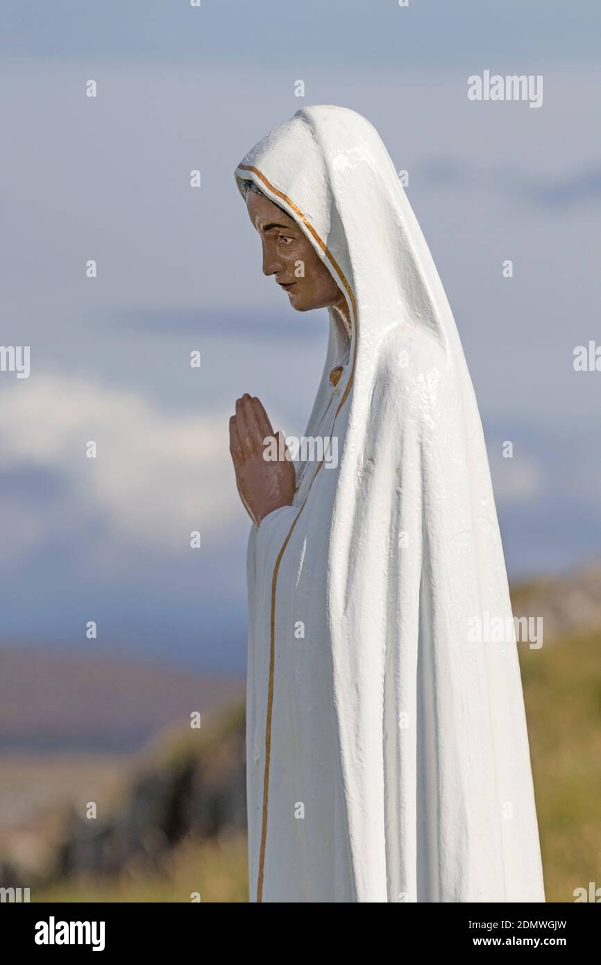 Statue Der Jungfrau Maria, Eriskay, South Uist, Äußere Hebriden Stockfoto