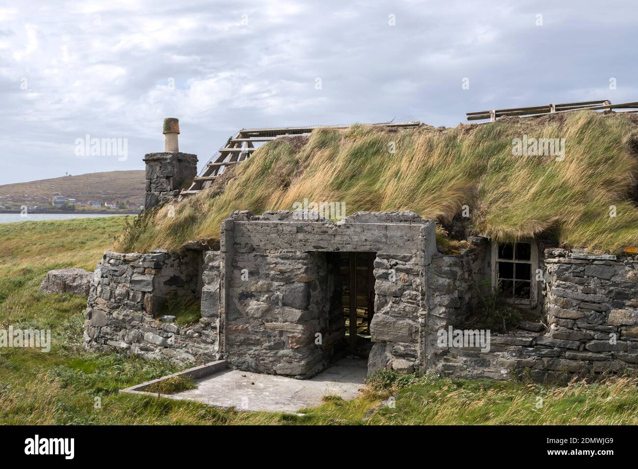 Derelict Croft, Borve, Berneray, North Uist, Schottland Stockfoto