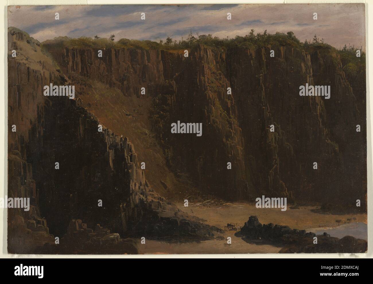 Cliffs at Grand Manan, Frederic Edwin Church, amerikanisch, 1826–1900, Pinsel- und Ölfarbe auf Karton, USA, August–September 1851, Landschaften, Zeichnung Stockfoto