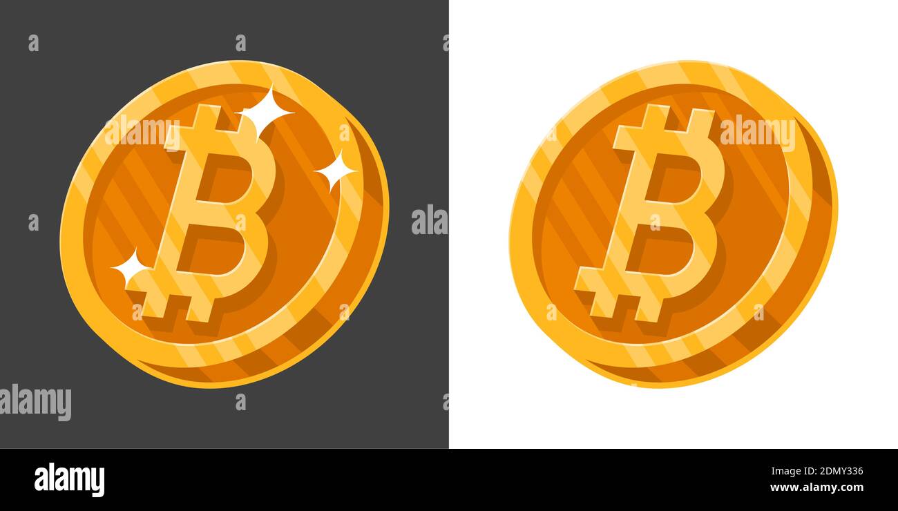 Isolated Flat Golden Bitcoin Icon Payment Symbol. Cryptocurrency Logo. Vector Illustration Stock Vektor