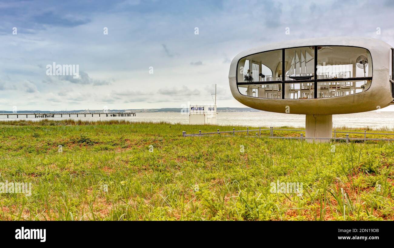 Weltraumzeitlifeguard Tower, Binz, Insel Rügen, Deutschland Stockfoto