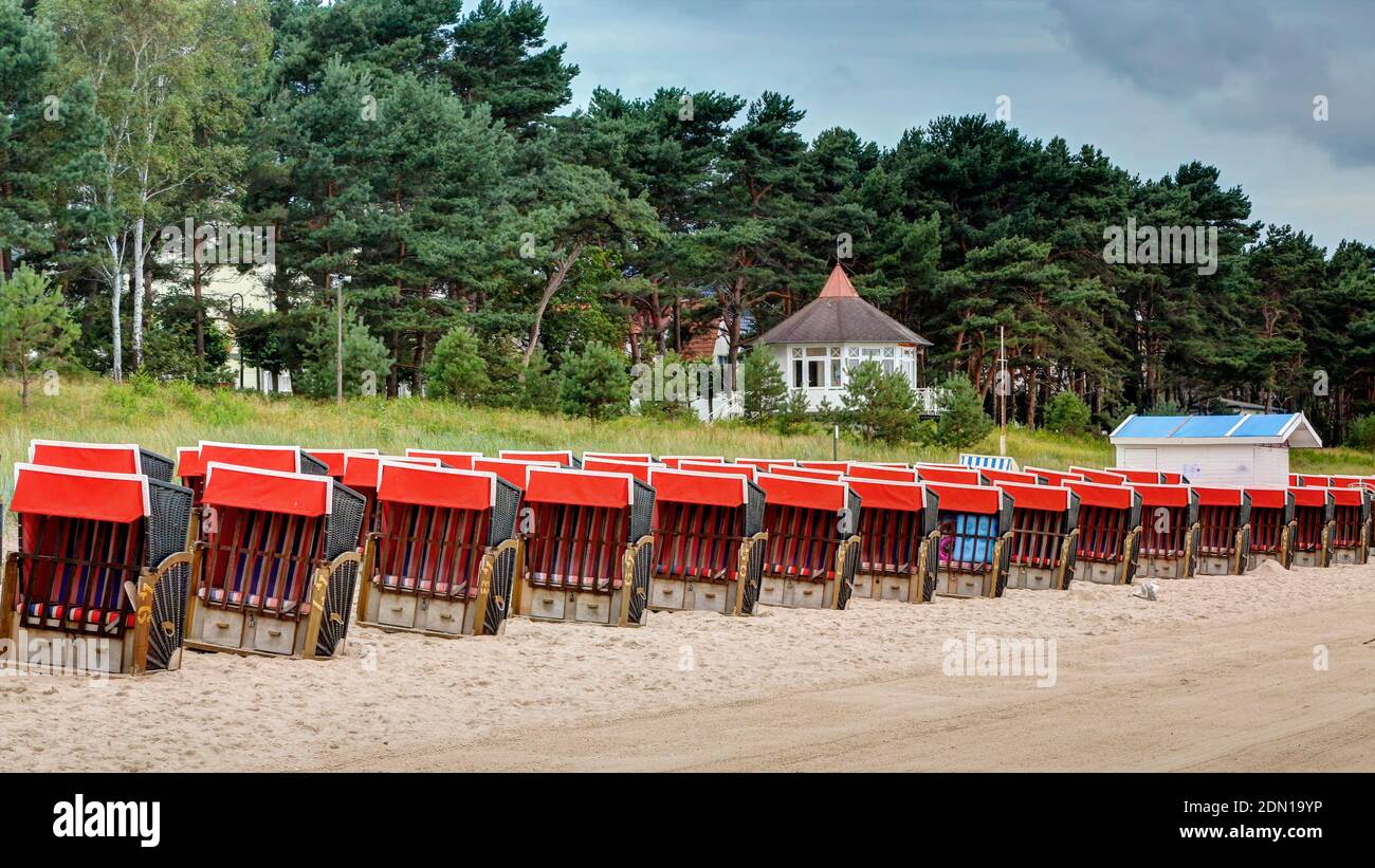 Beach Baskets (Strandkorb), Binz, Insel Rügen, Deutschland Stockfoto