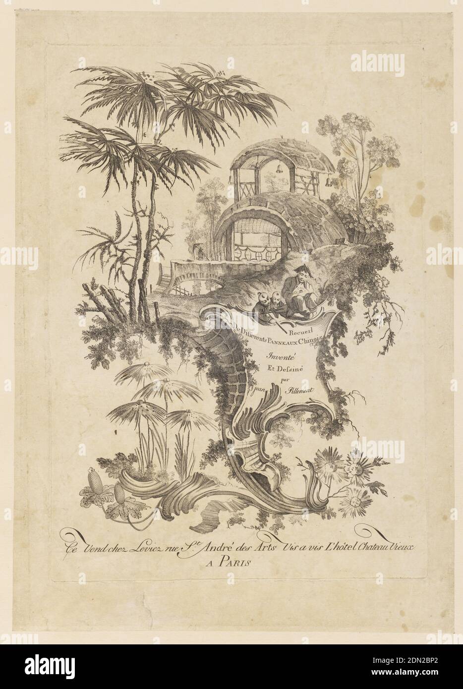 Titelseite, 'Recueil De differents Panneaux Chinois', Jean-Baptiste Pillement, französisch, 1728–1808, Radierung auf Papier, Frankreich, 1728-1808, Druck Stockfoto